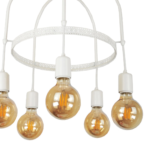 Lampadario 'Llandudno' a 3-4-5 Fonti Luce in Stile Industriale Lampada da Soffitto con Portalampada Pendenti Senza Paralumi - Vari Colori - lux.pro