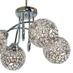 Lampadario a Bracci 'Mundesley' 3-4 Fonti Luce Lampada da Soffitto con Paralumi Sferici a Rete Metallica con Pezzi di Cristalli Artificiali - Vari Colori - lux.pro