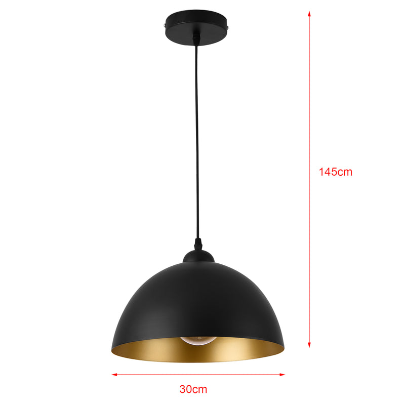 Croquis coté Lot de 2 Lampes à Suspension Éclairage Intérieur Hauteur Réglable Métal Diamètre 30 cm [lux.pro]