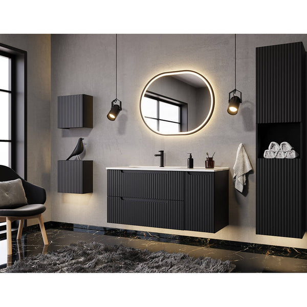 Armoire murale de salle de bain Newport noir [en.casa]