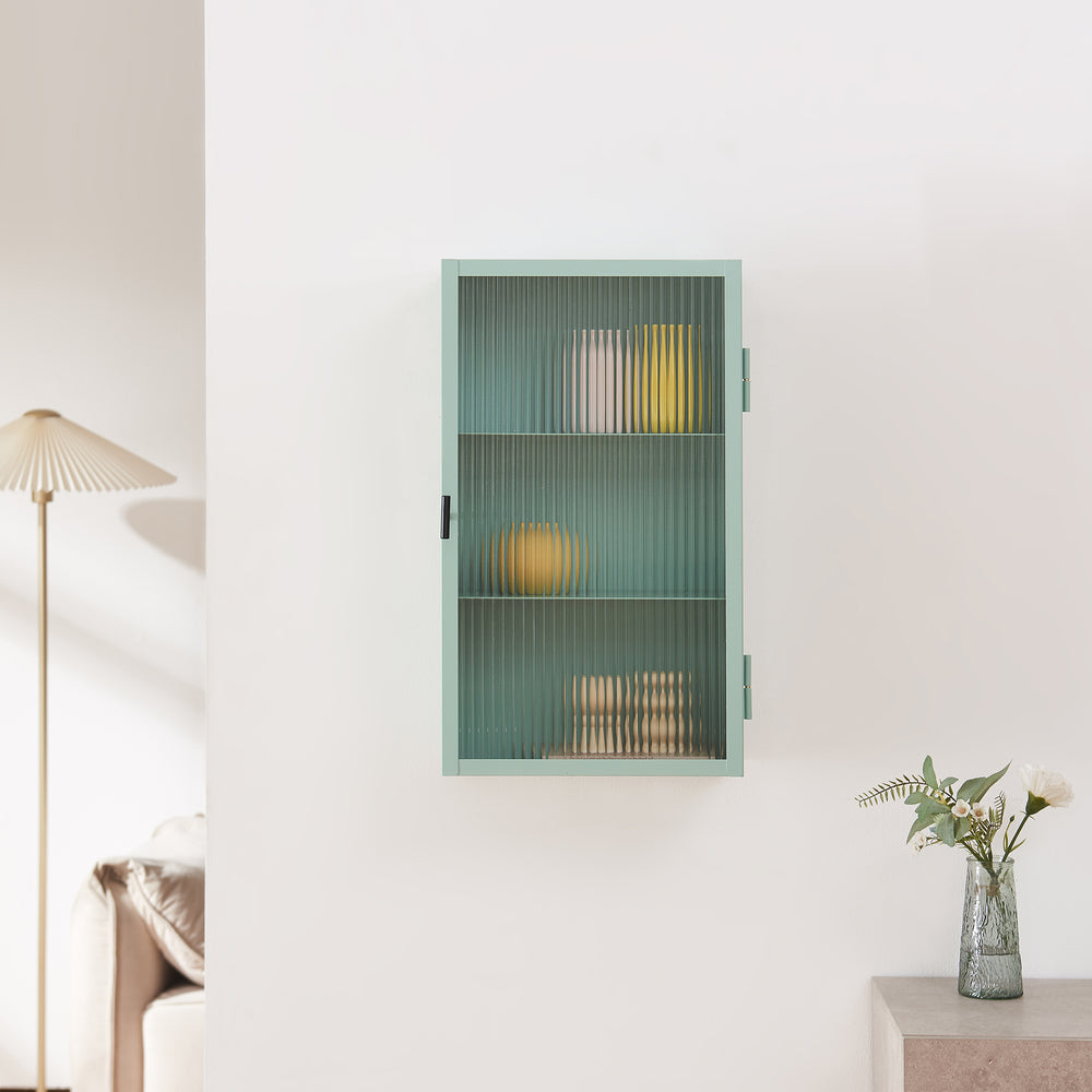 Armoire murale Zundert avec porte en verre strié 60 x 35 x 15 cm acier [en.casa]