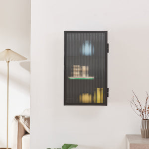 Armoire murale Zundert avec porte en verre strié 60 x 35 x 15 cm acier [en.casa]