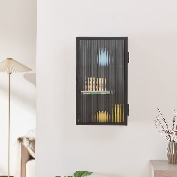 Armoire murale Zundert avec porte en verre strié 60 x 35 x 15 cm acier [en.casa]