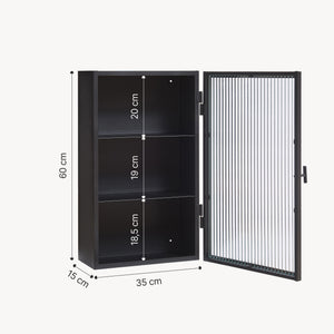 Armoire murale Zundert avec porte en verre strié 60 x 35 x 15 cm acier [en.casa]
