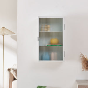 Armoire murale Zundert avec porte en verre strié 60 x 35 x 15 cm acier [en.casa]
