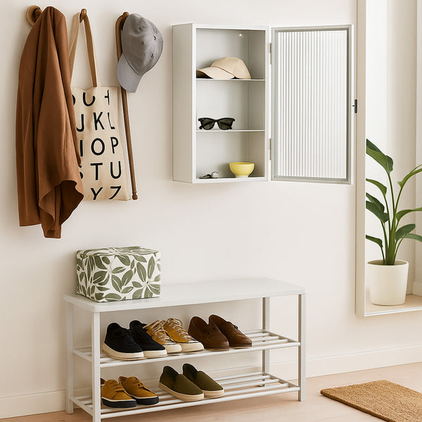 Armoire murale Zundert avec porte en verre strié 60 x 35 x 15 cm acier [en.casa]