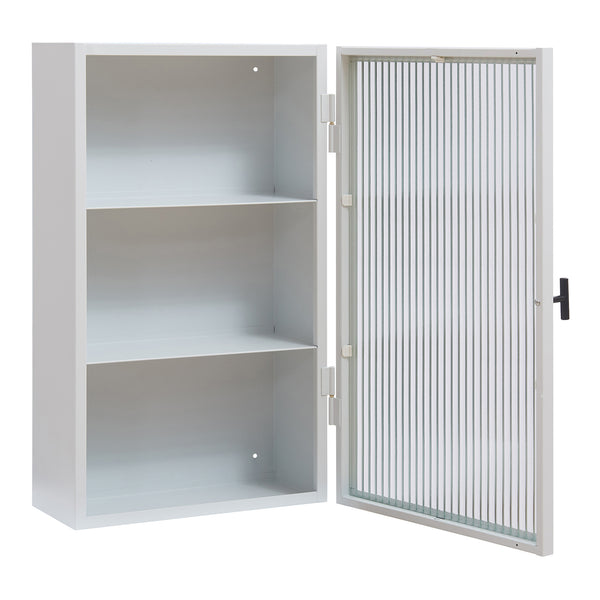 Armoire murale Zundert avec porte en verre strié 60 x 35 x 15 cm acier [en.casa]