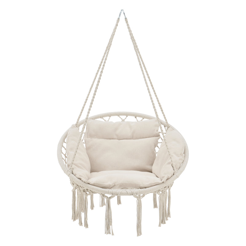 Schizzo in scala Poltrona Sospesa con Cuscini Altezza Completa di Sostegno 135 cm Altalena Relax Poltrona Appendibile per Interno / Esterno - Supporto Fino a 150 kg - Vari Colori