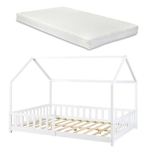 Hausbett Hesel mit Matratze und Rausfallschutz Weiß [en.casa]
