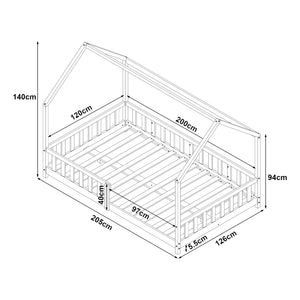 Hausbett Hesel mit Matratze und Rausfallschutz Weiß [en.casa]