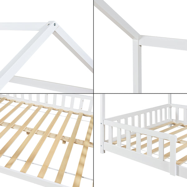 Hausbett Hesel mit Matratze und Rausfallschutz Weiß [en.casa]