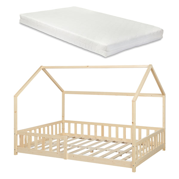 Hausbett Hesel mit Matratze und Rausfallschutz Weiß [en.casa]