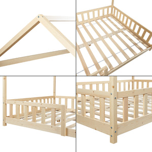 Hausbett Hesel mit Matratze und Rausfallschutz Weiß [en.casa]