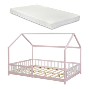 Hausbett Hesel mit Matratze und Rausfallschutz Weiß [en.casa]