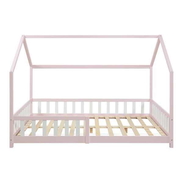 Hausbett Hesel mit Matratze und Rausfallschutz Weiß [en.casa]