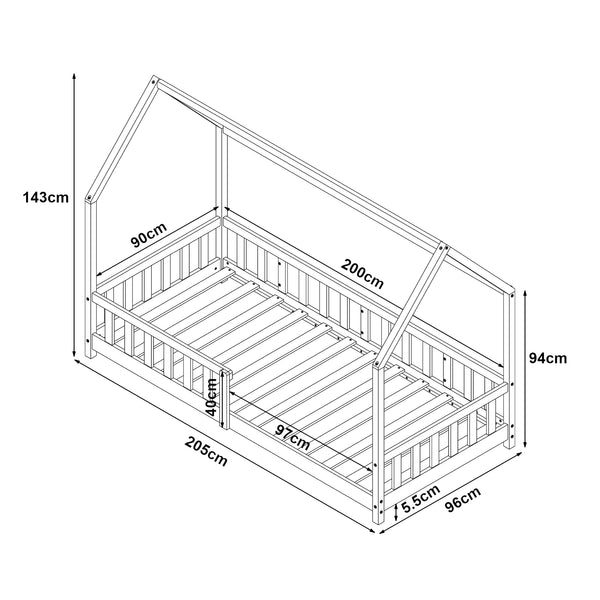 Hausbett Hesel mit Rausfallschutz [en.casa]