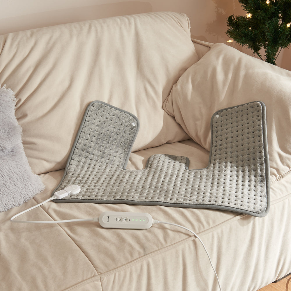 Cuscino Riscaldante Borrello Termoforo Elettrico per Spalle e Nuca 65 x 45 cm Grigio [en.casa]