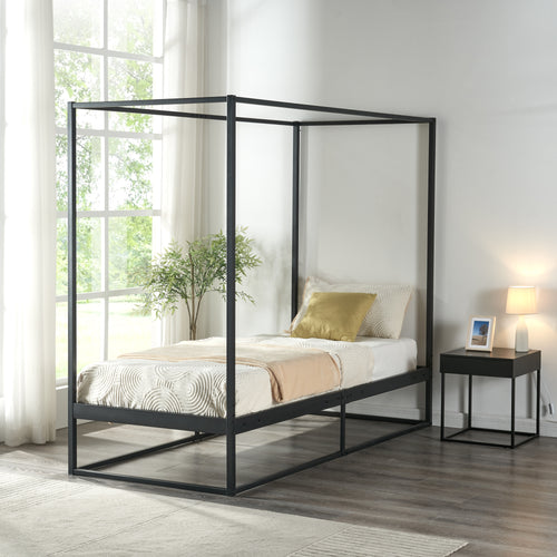 Lit à baldaquin Kristianstad métal noir en différentes tailles [en.casa] - premiumXL