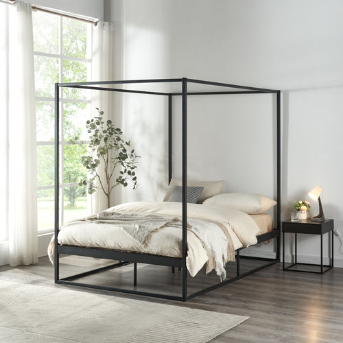 Himmelbett Kristianstad Metall Schwarz in versch. Größen [en.casa] - premiumXL