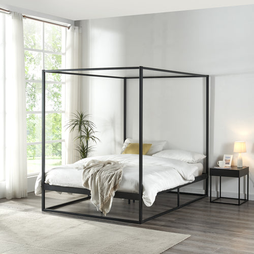 Himmelbett Kristianstad Metall Schwarz in versch. Größen [en.casa] - premiumXL