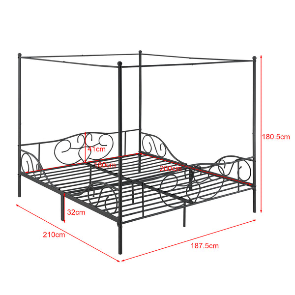 Himmelbett Finström Metall Bettrahmen mit Lattenrost in versch. Farben u. Größen en.casa