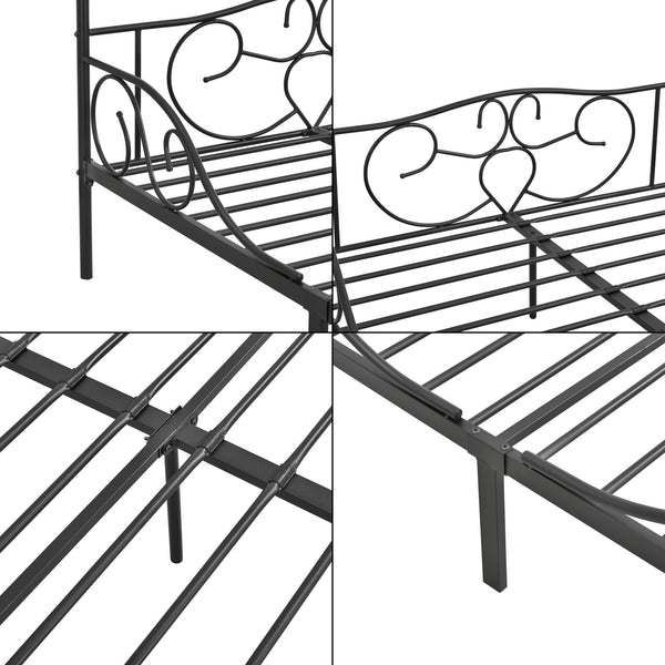 Himmelbett Finström Metall Bettrahmen mit Lattenrost in versch. Farben u. Größen en.casa
