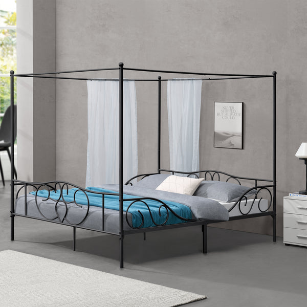 Himmelbett Finström Metall Bettrahmen mit Lattenrost in versch. Farben u. Größen en.casa