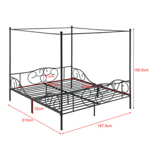 Himmelbett Finström aus Stahl mit Kaltschaummatratze [en.casa]