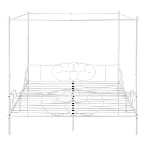 Lit Double à Baldaquin Finström en Métal Matelas à Mousse à Froid [neu.haus] [en.casa]