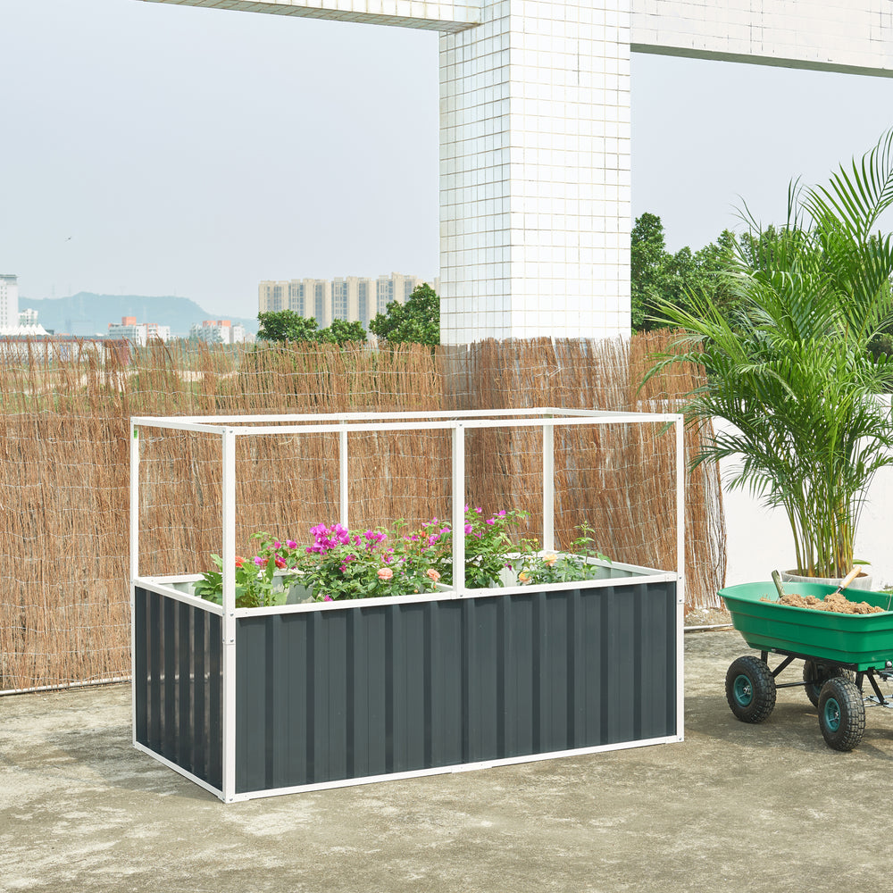 Hochbeet mit Netz Alblasserdam Anthrazit [en.casa] - premiumXL