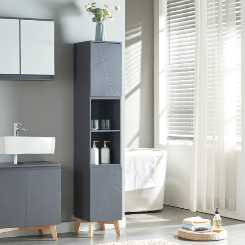 Hochschrank Overath 160x30x30cm Grau [en.casa] - premiumXL