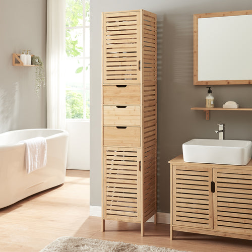 Armoire haute Boksereys 180x35x35 cm bambou [en.casa] - premiumXL