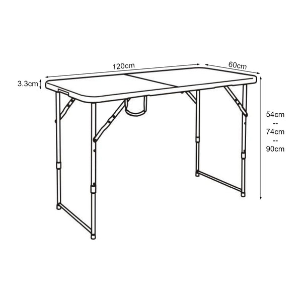Höhenverstellbarer Klapptisch Adelfia 120x60cm [en.casa]