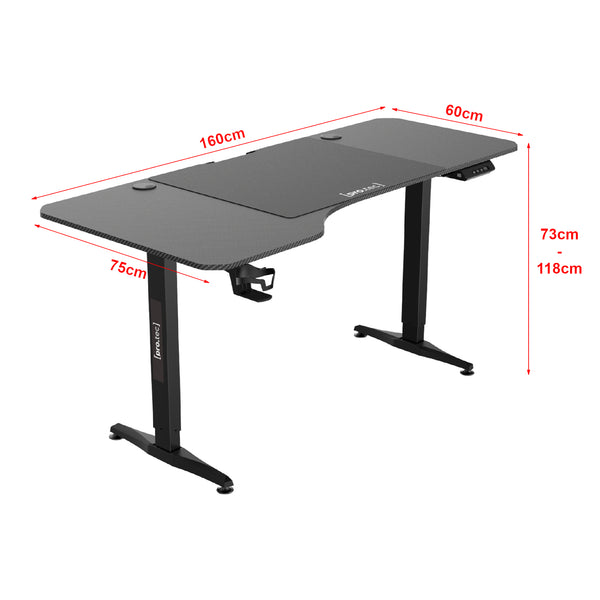 Bureau électrique Oxnard à hauteur réglable 73 - 118 cm en forme de L [pro.tec]