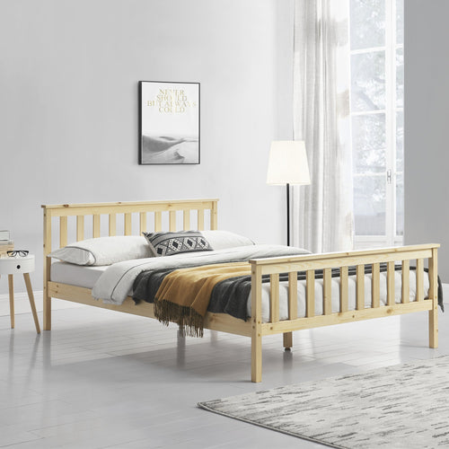 Struttura Letto in Legno con Testiera e Pediera a Griglia [en.casa] 