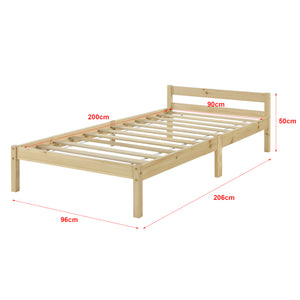 Struttura Letto in Legno di Pino 90/100/120/140/160 x 200 cm con Testiera Bassa Letto Singolo / Francese / Matrimoniale in Design Minimal - Vari Colori