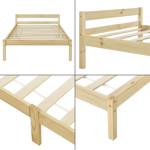 Struttura Letto in Legno di Pino 90/100/120/140/160 x 200 cm con Testiera Bassa Letto Singolo / Francese / Matrimoniale in Design Minimal - Vari Colori