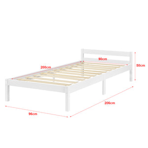 Struttura Letto in Legno di Pino 90/100/120/140/160 x 200 cm con Testiera Bassa Letto Singolo / Francese / Matrimoniale in Design Minimal - Vari Colori