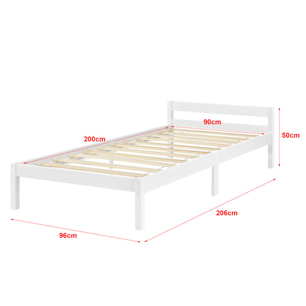 Struttura Letto in Legno di Pino 90/100/120/140/160 x 200 cm con Testiera Bassa Letto Singolo / Francese / Matrimoniale in Design Minimal - Vari Colori