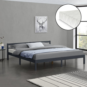 Cadre de Lit Nakkila Pin avec Matelas à Mousse à Froid [en.casa]