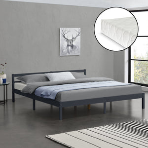 Cadre de Lit Nakkila Pin avec Matelas à Mousse à Froid [en.casa]