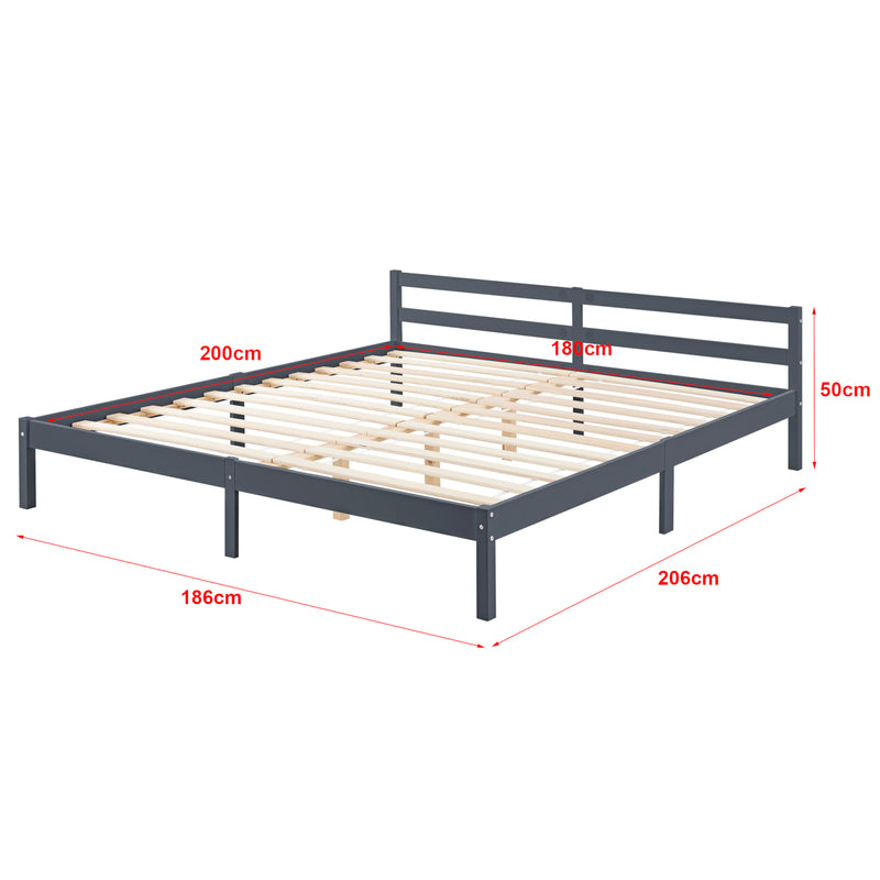 Croquis coté Cadre de Lit Nakkila Pin avec Matelas à Mousse à Froid [en.casa]