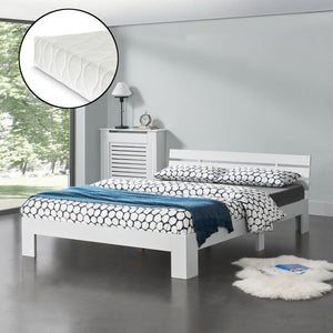 Cadre de Lit Design Nivala à Matelas à Mousse à Froid Pin [en.casa]