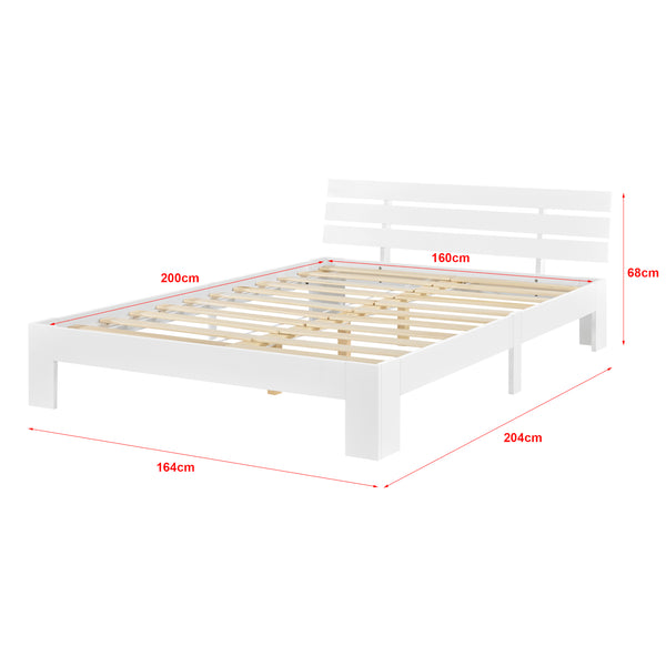 Struttura Letto in Legno di Pino con Testiera 90/100/120/140/160/180 x 200 cm Letto Singolo / Francese / Matrimoniale in Stile Moderno - Vari Colori