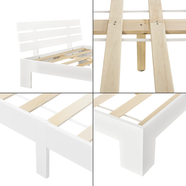 Struttura Letto in Legno di Pino con Testiera 90/100/120/140/160/180 x 200 cm Letto Singolo / Francese / Matrimoniale in Stile Moderno - Vari Colori