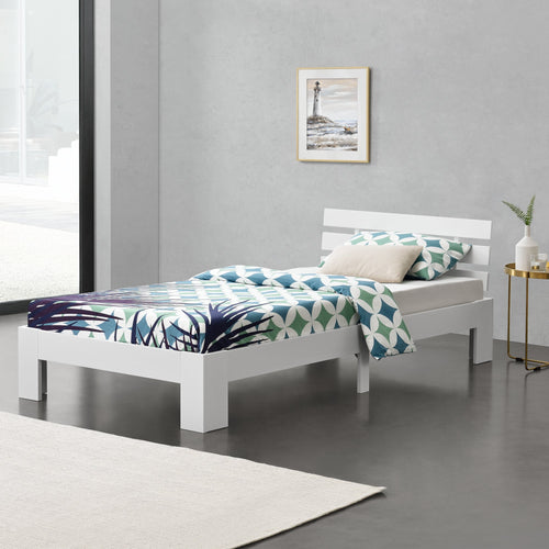 Cadre de Lit Design Nivala à Sommier à Lattes Lit Stylé en Pin et Bois Stratifié [en.casa]