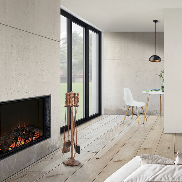 Serviteur de cheminée Dovre avec balai pelle pince tisonnier [en.casa]