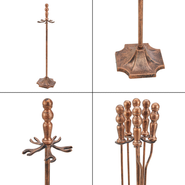 Serviteur de cheminée Dovre avec balai pelle pince tisonnier [en.casa]