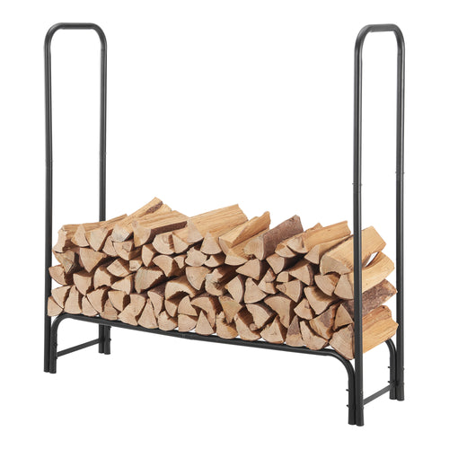 Rangement pour bois de cheminée Kwethluk acier 124x124x34,5cm noir [casa.pro] - premiumXL