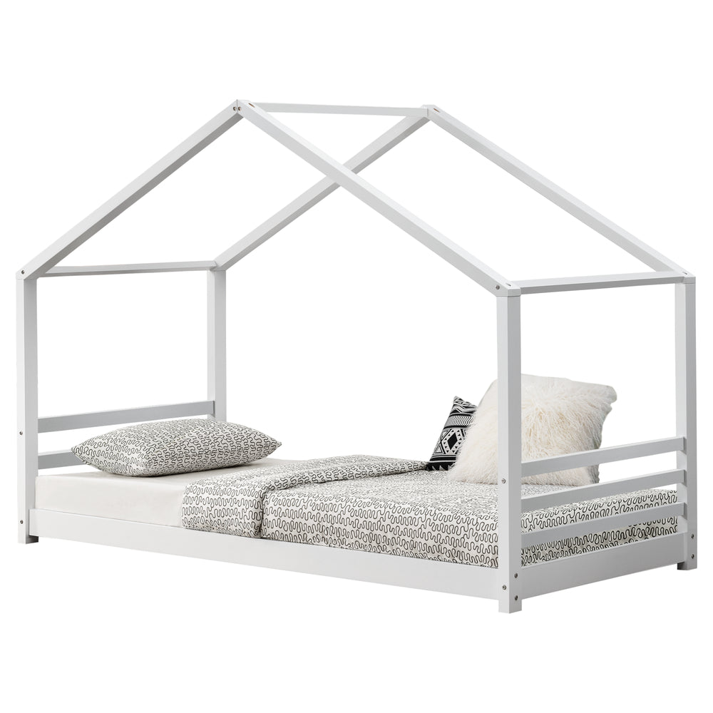 Letto a Casetta per Cameretta Vardø 90x200 cm Legno - Bianco [en.casa] 